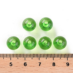 透明なアクリルビーズ  ラウンド  芝生の緑  10x9mm  穴：2mm  約940個/500g&nbsp;MACR-S370-A10mm-734