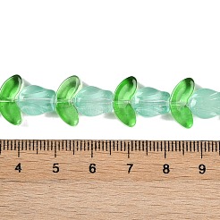 クリアガラスビーズ連売り  花  アクアマリン  10x8x4mm  穴：0.8mm  約27個/連  16.5''（42センチメートル）&nbsp;GLAA-K070-02C