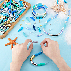 DIYジュエリー作成キット  アクリルビーズ入り  真鍮製ラインストーンスペーサービーズ  CCBプラスチックビーズ  DIYのジュエリーには  ミックスカラー  32x10x8mm  穴：1.8mm&nbsp;DIY-PH0030-91