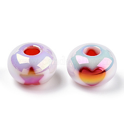 UVメッキレインボーアクリルビーズ  虹色の  星とハート  ロンデル  ミックスカラー  13.5x8.5mm  穴：4mm&nbsp;PACR-N015-04