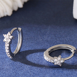 Brass Micro Pave Clear Cubic Zirconia Hoop Earrings&nbsp;FS-WG60F71-02