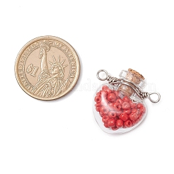 7Pcs 7 Colors Glass Bottle with Round Seed Beads Inside Connector Charms&nbsp;PALLOY-JF04511-01