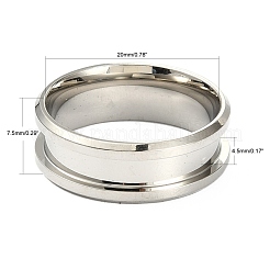 201 Stainless Steel Grooved Finger Ring Settings&nbsp;MAK-WH0007-16P