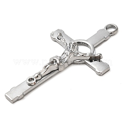合金ビッグサイズペンダントトップ  十字架とイエス  プラチナ  60x33x6mm  穴：3.7mm&nbsp;FIND-G067-10P