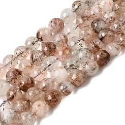 Natural Black Gold Rutilated Quartz Beads Strands&nbsp;G-D359-A02-8mm