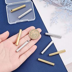 8個2色イオンプレーティング(IP)304ステンレススチールチャーム  コラム  ゴールデン·ステンレス鋼色  40x6mm  穴：3mm  4個/色&nbsp;STAS-UN0037-16
