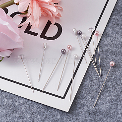 アイアンヘッドピン/ミシンピン  ストレートピン  アクリルイミテーションパール/プラスチックラウンドビーズ付き  ミックスカラー  16x9x4cm  500pc&nbsp;NEED-TA0001-02