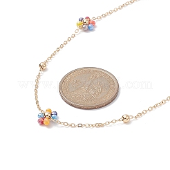 Glass Beaded Flower Link Chain Necklace&nbsp;NJEW-JN04317