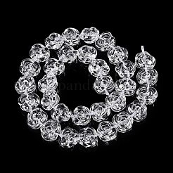 透明ガラスビーズ連売り  ローズ  透明  12x13.5x8mm  穴：1mm  約32~33個/連  14.96~15.35インチ（38~39cm）&nbsp;GLAA-N001-54