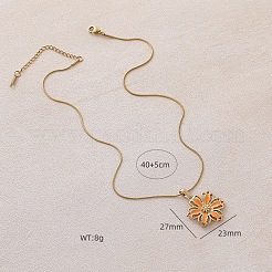 Stainless Steel Enamel Orange Flower Pendant Necklaces for Women&nbsp;JP8682