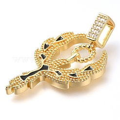Brass Micro Pave Clear Cubic Zirconia Enamel Pendants&nbsp;KK-S049-29G