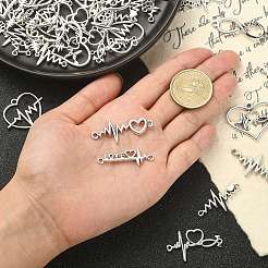 DIY チベット スタイル ジュエリー作成パーツキット  80 スタイルの合金コネクター チャーム 8 個と 20 スタイルの合金ペンダント 2 個を含む  ハートビート混合形状  アンティークシルバー  12~38x10~34x1~3mm  穴：1.5mm  10個/スタイル&nbsp;PALLOY-CJ0002-27