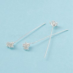 真鍮製フラワーヘッドピン  ヘアDIYアクセサリーのヴィンテージ装飾  銀  52~56mm  ピン: 21ゲージ(0.7mm)&nbsp;KK-G413-04S