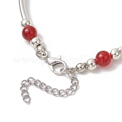 3Pcs Natural Carnelian & Amethyst & White Jade Beaded Braceleys&nbsp;BJEW-JB11665