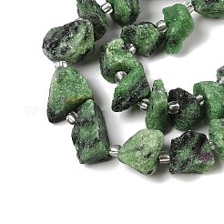 天然石ルビーインゾイサイトビーズ連売り  5~18x7~20x7~17mm  穴：1.5mm  約30個/連  15.39''（39.1センチメートル）&nbsp;G-Q023-A01-01