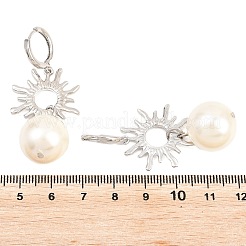 サンブラスフープピアス  電気メッキされたガラス  カドミウムフリー＆鉛フリー  長持ちメッキ  ラックめっき  プラチナ  53x23mm&nbsp;EJEW-Z164-13P
