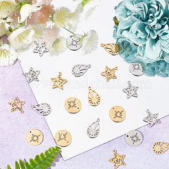 24Pcs 3 Style 201 Stainless Steel Pendants&nbsp;STAS-DC0006-09