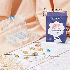 生命の樹をテーマにしたDIYイヤリング製作キット143個  鉄と合金のペンダントを含む  電気メッキガラスビーズ  真鍮製のペンダント＆アズキチェーン＆ピアスフック  ゴールドカラー  23.5x20x0.5mm  穴：3mm&nbsp;DIY-SC0015-93