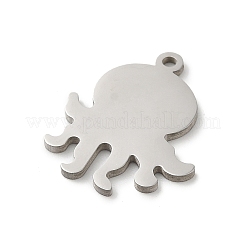 変色しない201ステンレススチールペンダント  レーザー切断  ステンレス鋼色  タコ  16x13.5x1mm  穴：1.2mm&nbsp;STAS-E206-04P-01