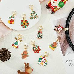 クリスマステーマ合金エナメル聴診器ペンダントデコレーション10個  304ステンレススチール製金具付き  ミックスカラー  32~35mm  10個/セット&nbsp;HJEW-SW00151-12