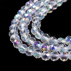 電気メッキガラスビーズセット  ABカラーメッキ  多面カットラウンド  透明  3x2.5mm  穴：0.7mm  約130~135個/連  12.99~14.17インチ（33~36cm）&nbsp;GLAA-H021-01B-AB01