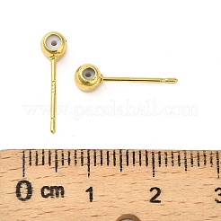 真鍮製スタッドピアスパーツ  ラウンド  18KGP本金メッキ  16x4.5x3.5mm  穴：0.8mm  ピン：0.7mm&nbsp;KK-B142-04B-G