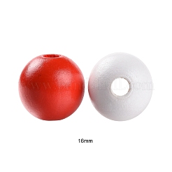 160 Pcs 4 Colors 4 July American Independence Day Painted Natural Wood Round Beads&nbsp;WOOD-LS0001-01C