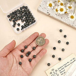 天然石パイライトビーズ連売り  ラウンド  8mm  穴：1mm  約25個/連  8インチ  1連&nbsp;G-OC0001-83