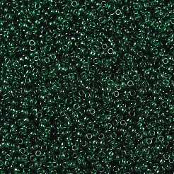 MIYUKIラウンドロカイユビーズ  日本製シードビーズ  15/0  （rr156)透明ダークエメラルド  15/0  1.5mm  穴：0.7mm  約250000個/ポンド&nbsp;SEED-G009-RR0156