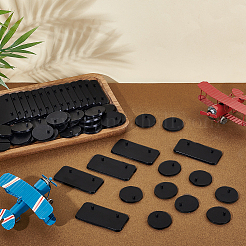 100個 2スタイル PC プラスチックアクションフィギュアディスプレイ台座  フラットラウンド矩形  ブラック  3.3x6.55x0.58cmと3.15x0.58cm  1個/スタイル&nbsp;ODIS-NB0001-66B