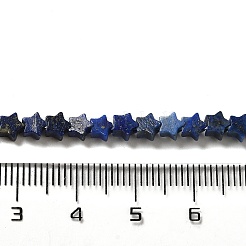 天然石ラピスラズリビーズ連売り  スター  6x5.5x2mm  穴：0.8mm  約75個/連  14.57インチ（37cm）&nbsp;G-G085-B02-02