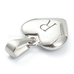 304ステンレスペンダント  ブラックレターのハート  ステンレス鋼色  文字.r  16x16x4.5mm  穴：7x3mm&nbsp;X-STAS-P278-01R-P