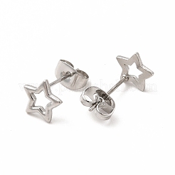 Non-Tarnish 304 Stainless Steel Hollow Out Star Stud Earrings for Women&nbsp;EJEW-C004-05P