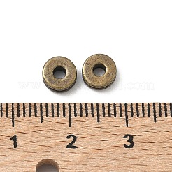 チベットスタイルフラットラウンド合金スペーサービーズ  カドミウムフリー＆鉛フリー  アンティークブロンズ  6x3mm  穴：1.5mm&nbsp;X-TIBEP-S293-070AB-LF