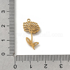 304ステンレスペンダント  誕生花のチャーム  レーザー切断  18KGP本金メッキ  21.5x11x1mm  穴：1mm&nbsp;STAS-V006-02G
