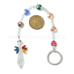 Electroplate Glass Beaded Keychain&nbsp;KEYC-JKC00399-01