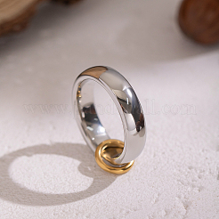 女性用ツートンカラーの304ステンレススチール製指輪  本金メッキ&ステンレススチールカラー  5.4mm  内径：17.4mm&nbsp;FF4336