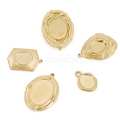 5Pcs 5 Styles 304 Stainless Steel Pendant Cabochon Settings&nbsp;STAS-TA0005-72G