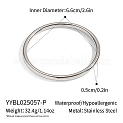 滑らかな304ステンレススチール製プレーンバングル（女性用）  ステンレス鋼色  内径：2-5/8インチ（6.6cm）&nbsp;IJ4161-2