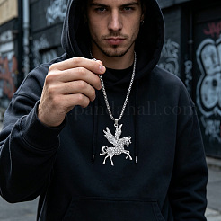 Alloy Crystal Rhinestone Pendant Necklaces for Men&nbsp;WGA33BE-01