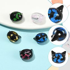 5Pcs 5 Colors Handmade Foil Glass Beads&nbsp;LAMP-FS0001-78