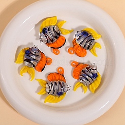手作りランプワークペンダント  魚のチャーム  きいろ  43x43mm&nbsp;PW-WG21647-01