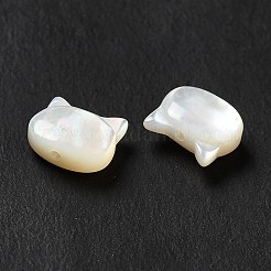 ナチュラルホワイトシェルビーズ  猫  ホワイト  6x7x3mm  穴：0.8mm&nbsp;SHEL-G014-10B-01