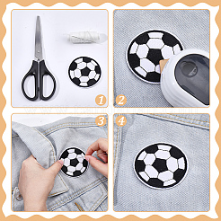 ポリエステル製コンピューター刺繍アイロン縫い付けパッチ10枚  アップリケ  サッカー  ブラック  62x1.5mm&nbsp;PATC-WR0001-34