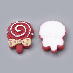樹脂カボション  ロリポップ  レッド  26x19x6mm&nbsp;CRES-N016-02A