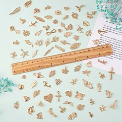 96個の合金ペンダント  ジュエリー ネックレス ブレスレット イヤリング クラフト用  混合図形  ゴールドカラー  7~21x8~12mm&nbsp;JX212A