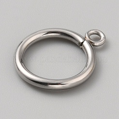 304ステンレススチールトグル留め具部品  リング  ステンレス鋼色  19x15x2mm  穴：2mm&nbsp;STAS-WH0043-25A-P
