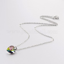 Heart Electroplated Glass Pendant Necklaces&nbsp;NJEW-JN01390