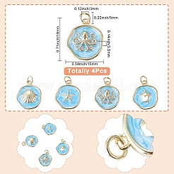 4Pcs Golden Ocean Brass Enamel Pendants&nbsp;KK-TADJ0001-32