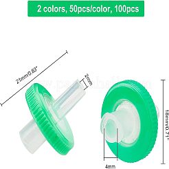 100個 2色 プラスチック製使い捨て微孔性針シリンジフィルター  ミックスカラー  21x18mm  穴：2mm  50個/カラー&nbsp;AJEW-OC0002-54